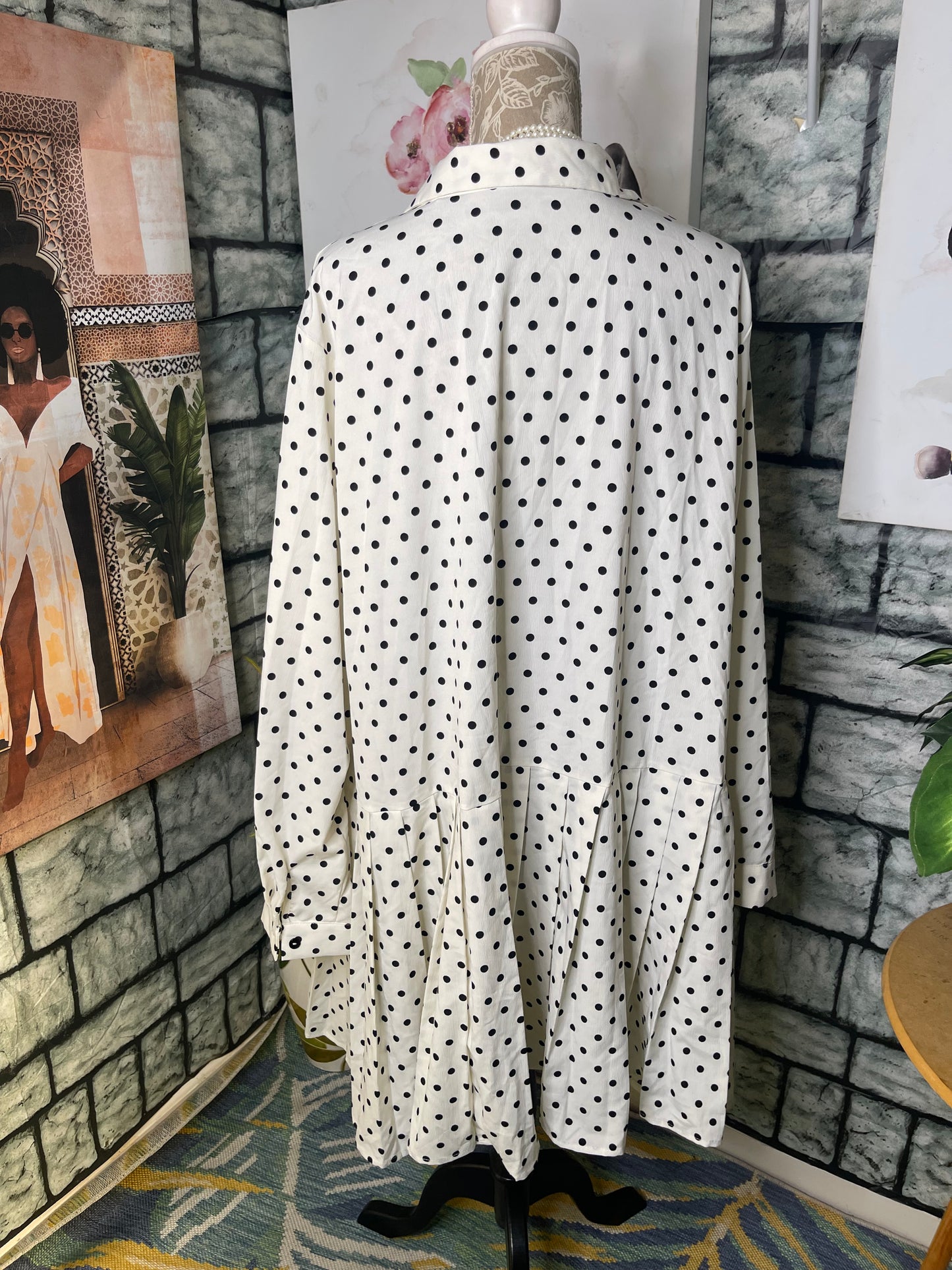 Cider White Black Polka Dot Dress Women sz 4XL