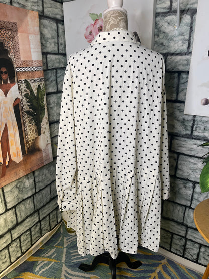 Cider White Black Polka Dot Dress Women sz 4XL