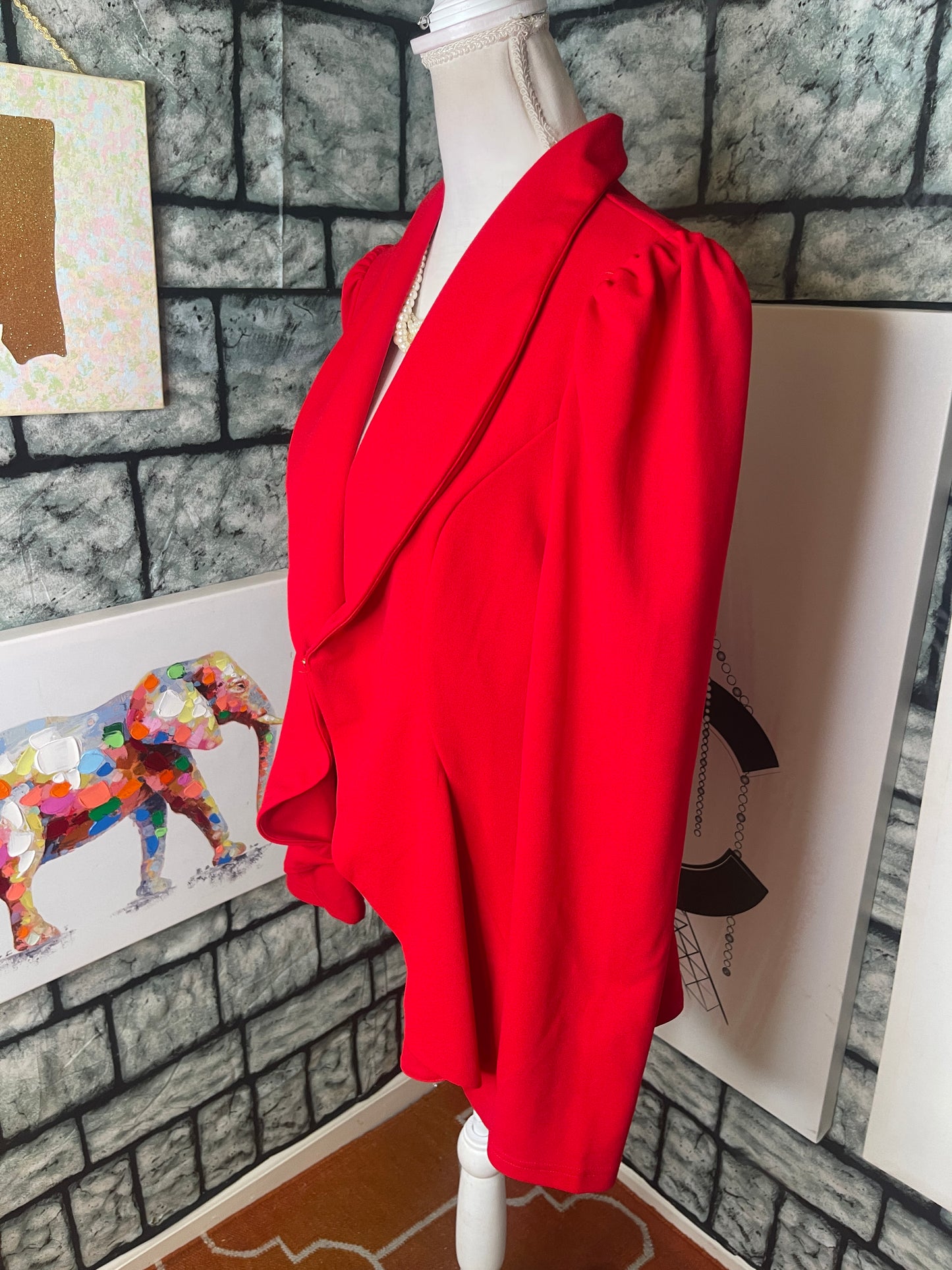 NEW Shein Red Blazer Blouse Women sz Large