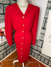 Chaus Red Button Dress Women sz 14