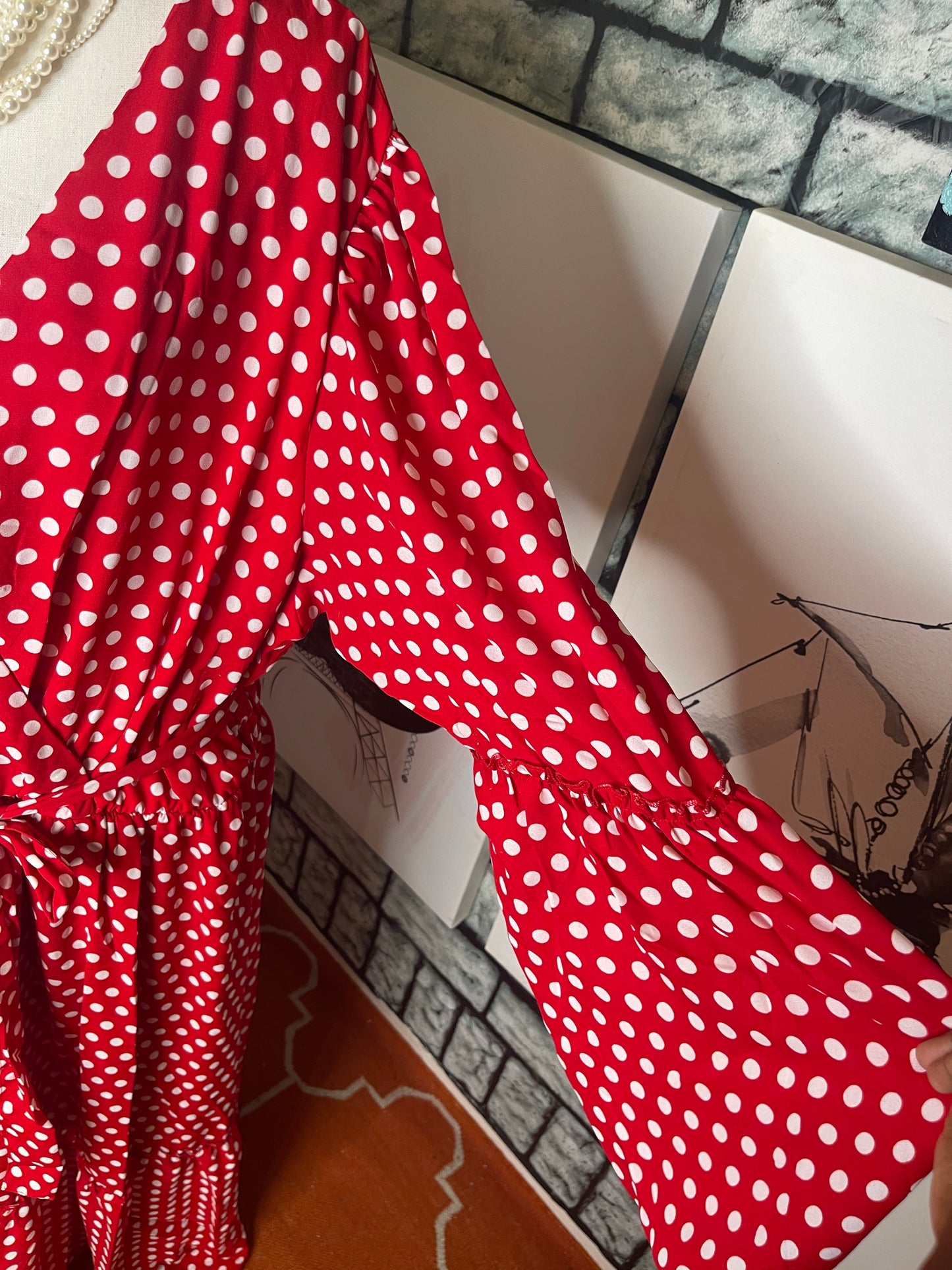 NEW Ashley Stewart red polka dot dress women sz 26