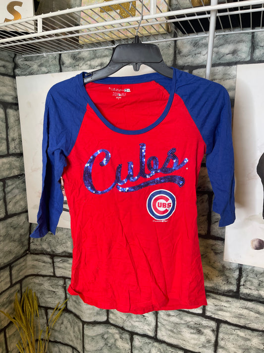 New Era Cubs Red Blue Shirt Women sz Small