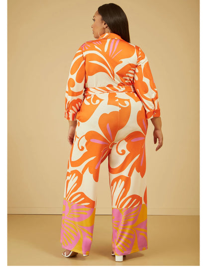 NEW Ashley Stewart Orange Print Jumpsuit Women sz 18/20
