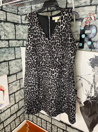 Michael Kors Black Gray Print Dress Women sz XL