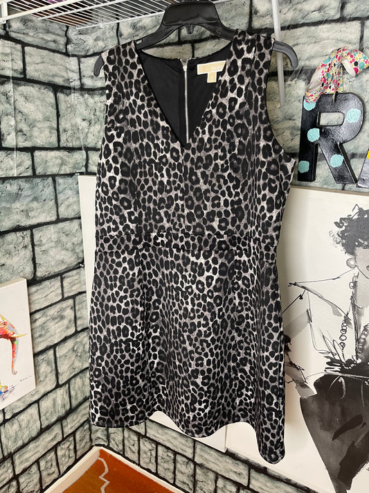 Michael Kors Black Gray Print Dress Women sz XL