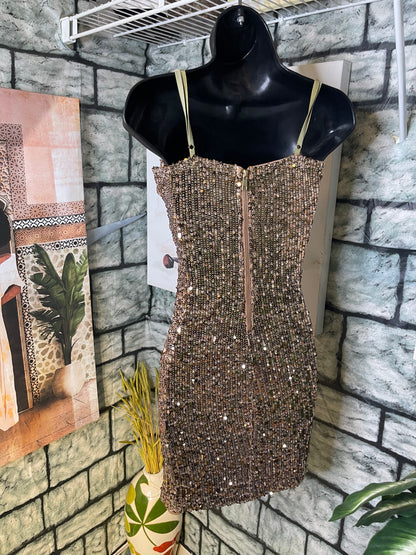 Shop17 Gold Sequin Dress Women sz Small