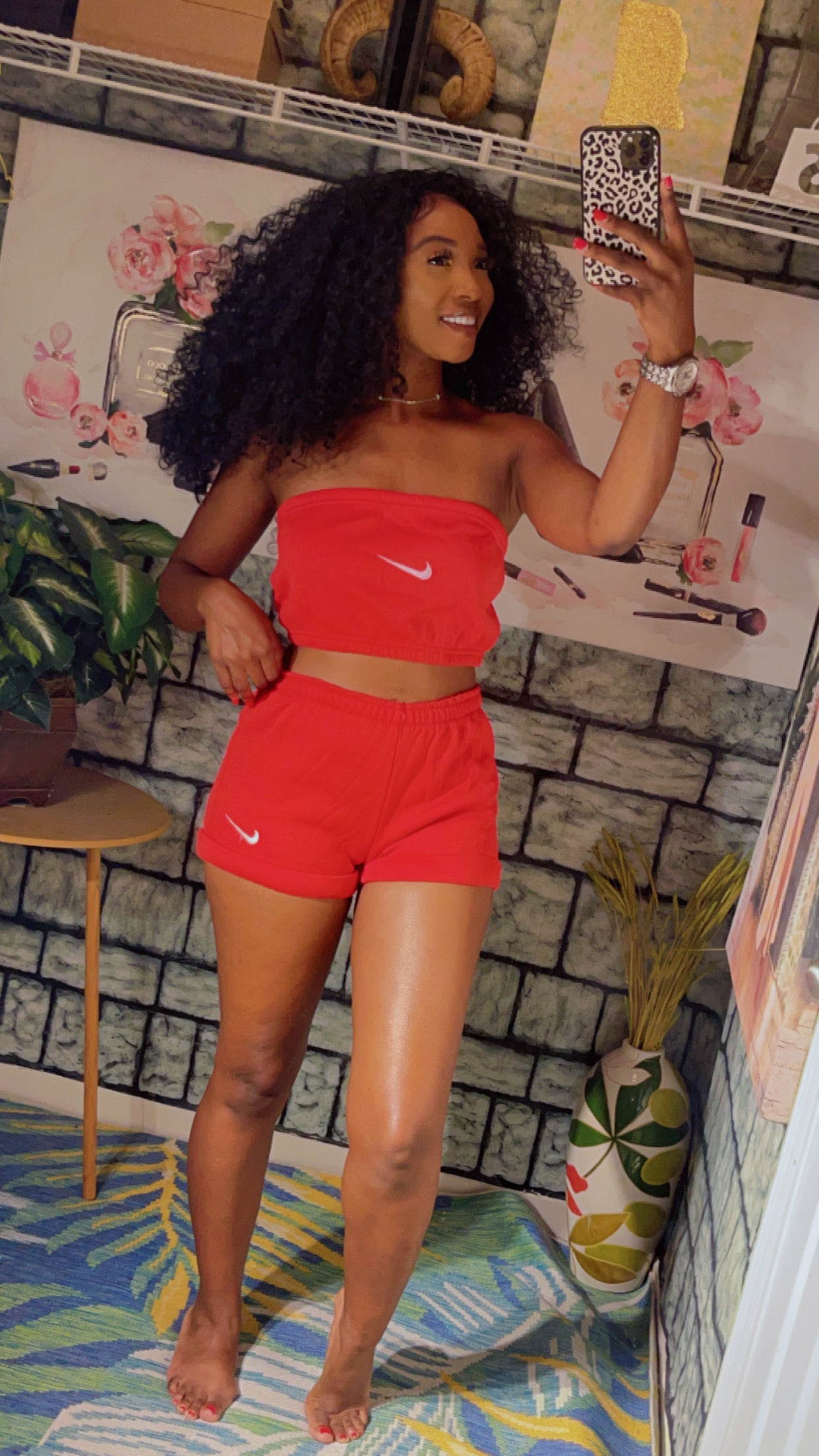NEW "Nike" Red 2 Piece Pants Set (SIZE L & XL)