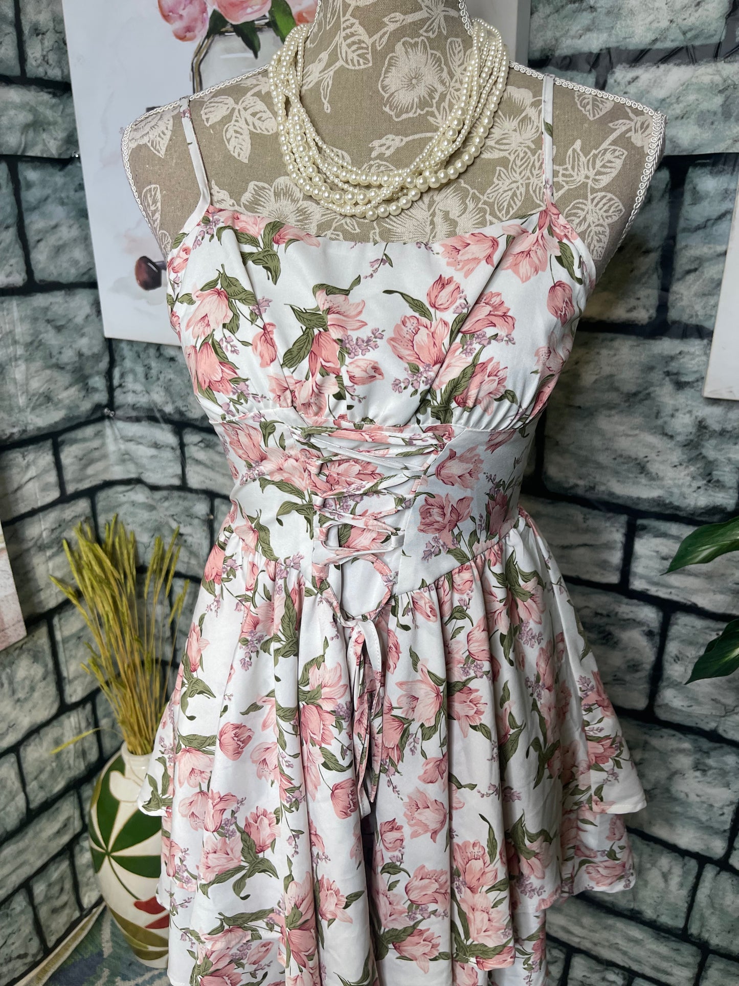 Shein Pink Floral Dresses Women sz Small