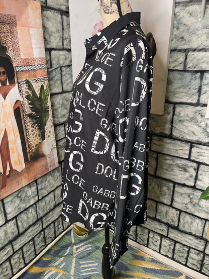 NEW "DG" Black White Blouse Women sz 3XL (WOULD SAY BEST FITS 1XL/2XL)