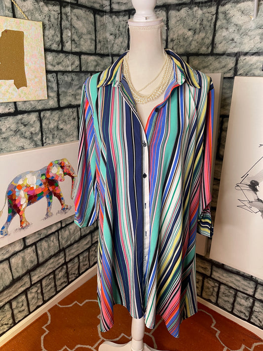 Melissa Paige Colorful Button Dress Women sz XL