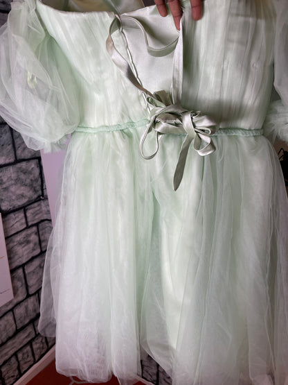 Green Formal Puffy Dress Women sz XL