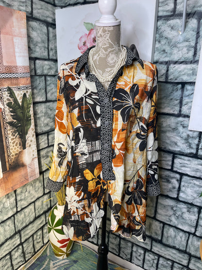 Multiples Brown Orange Blouse Women sz XL