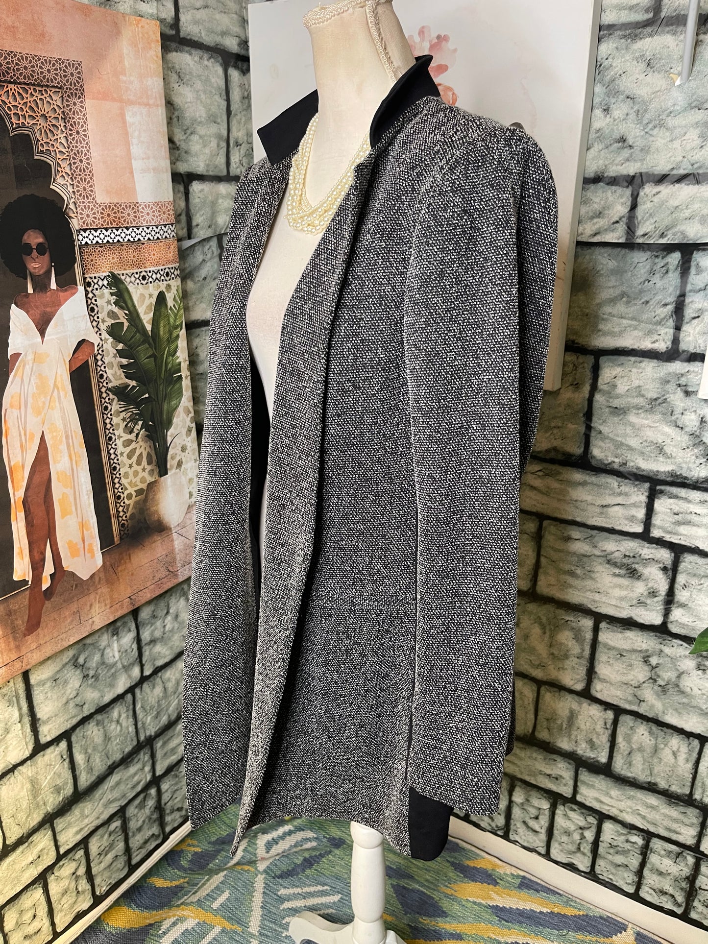 Lane Bryant Gray Black Blazer Coat Women sz 18