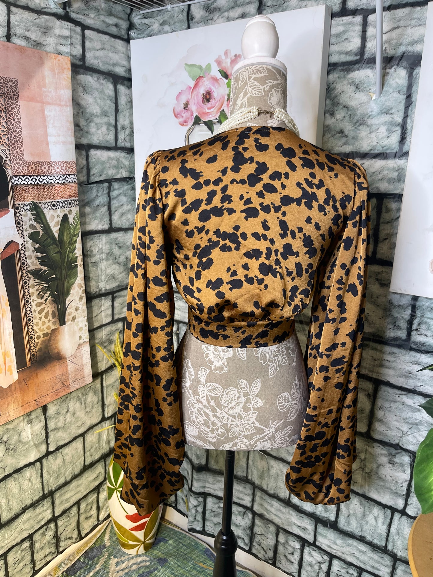 Fashion Nova Brown Blouse Women sz XS