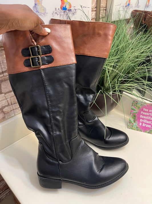 Sugar Black Brown Boots Women sz 8.5