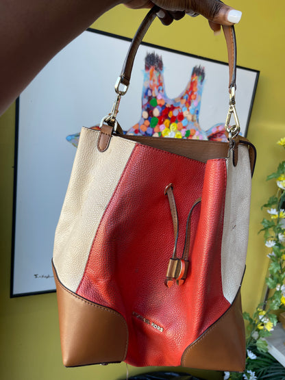 Michael Kors Red Tan Handbag (outside need cleaning)