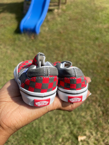 Vans red gray toddler infant baby boys sz 4.5