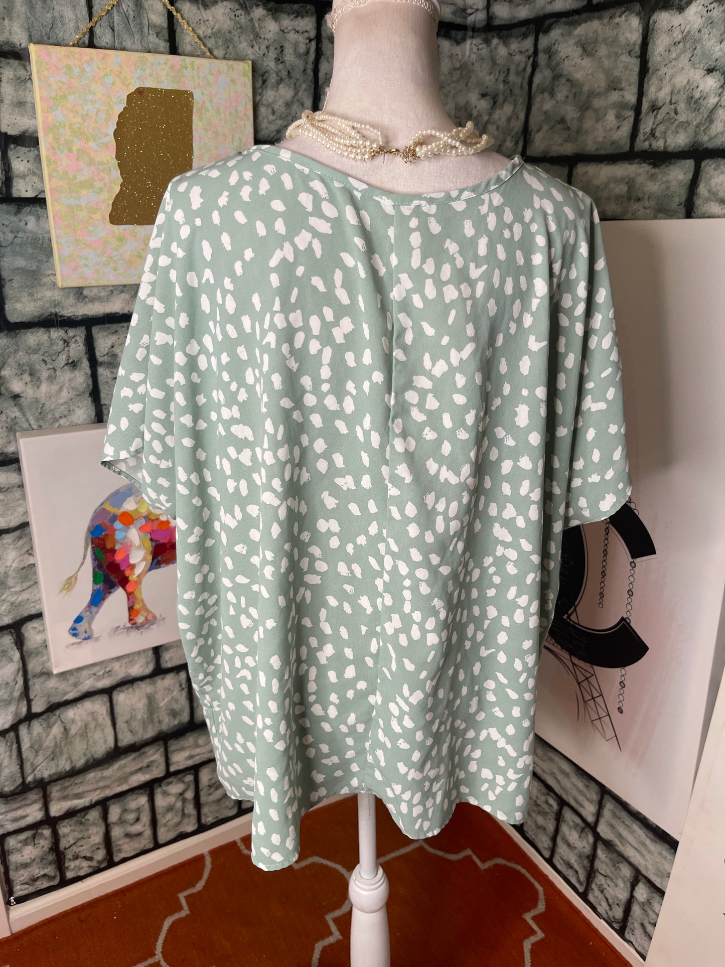 143 Story Green White Shirt Dress Women sz 1XL