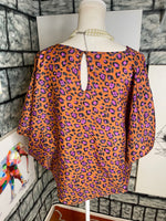 Orange purple blouse women sz medium