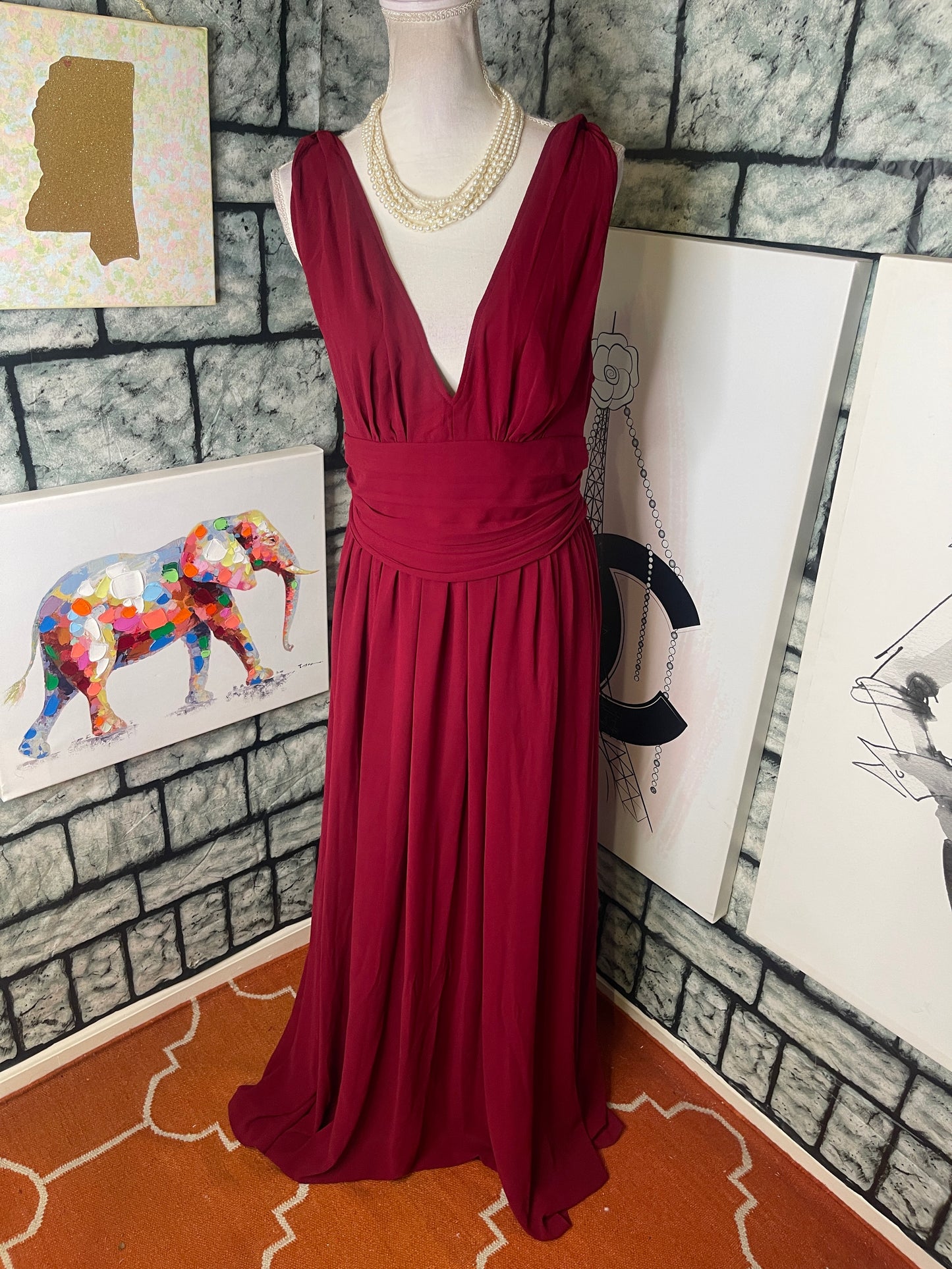 Ever Pretty Burgundy Dress Women sz 16