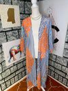 GeeGee blue orange cover duster women sz small