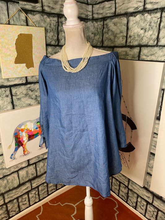 NEW 143 Story Blue Blouse Women sz Large