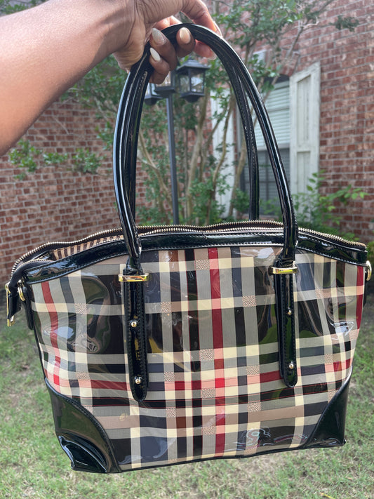 Black Red Beige Handbag Medium