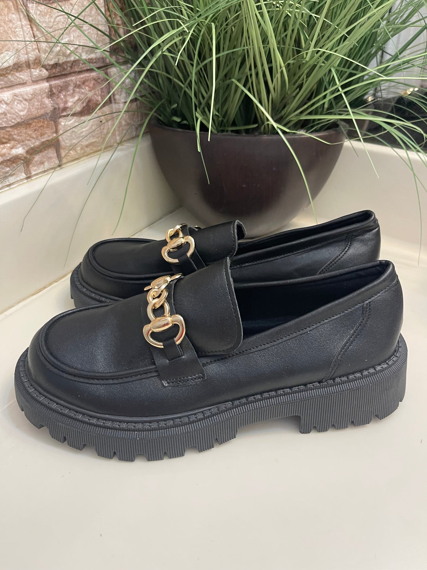 NEW Black Gold Platform Slip On Women sz 10