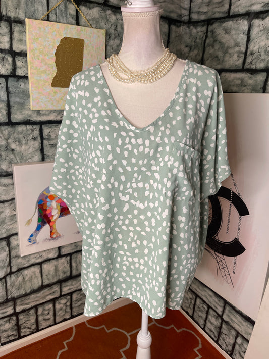 143 Story Green White Shirt Dress Women sz 1XL