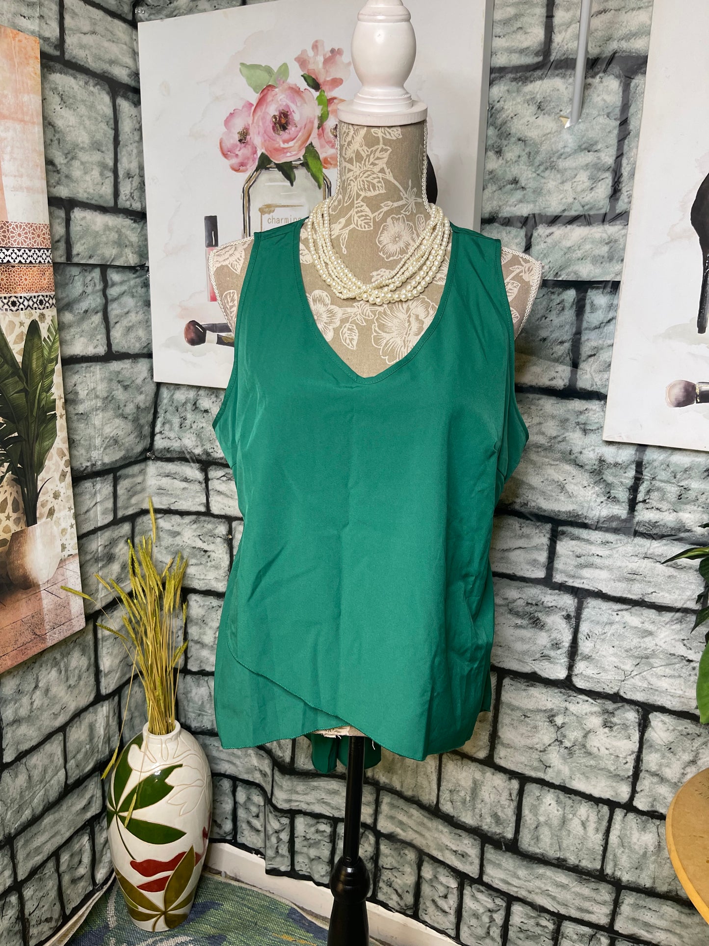 Shein Green Blouse Women sz 1XL