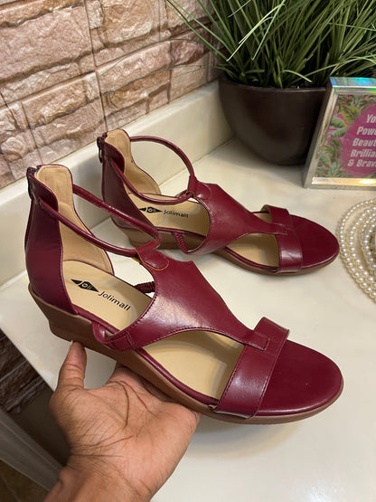 Jolimall Burgundy Sandals Women sz 10