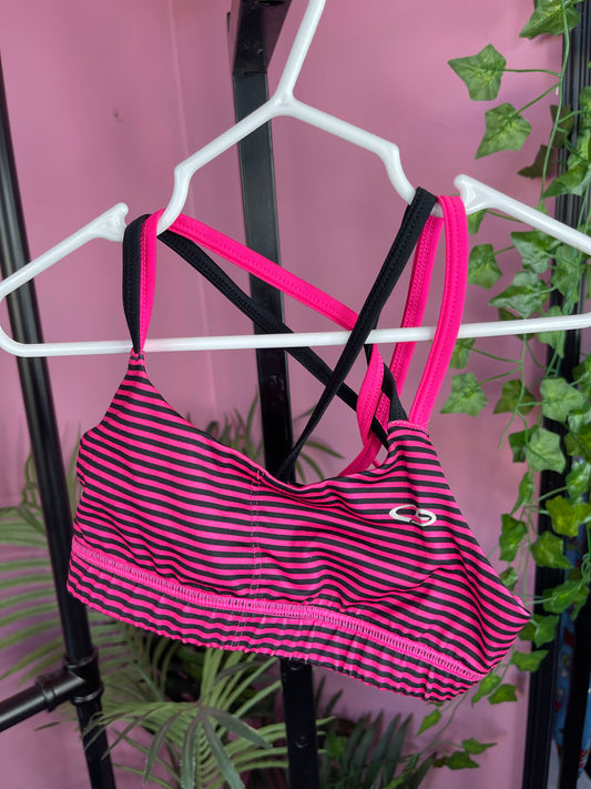 Champion Pink Black Sports Bra Girls sz Small 6