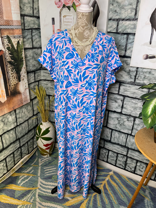 Michelle Mcdowell Blue Pink Floral Dress Women sz XL