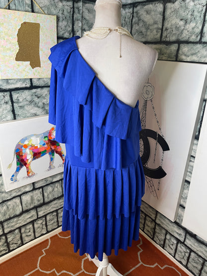 Blue Ruffle Dress Women sz 2XL