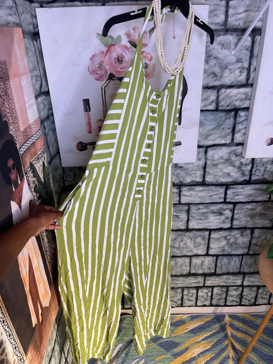 Millenium Green White Jumpsuit Women sz Large