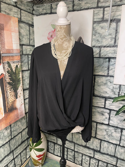 Fashion to Figure Black Bodysuit Blouse Women sz 2XL