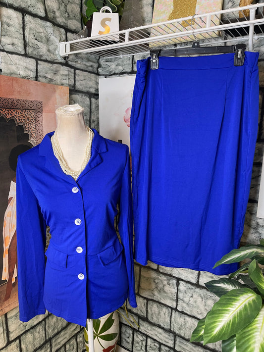 NEW Blue 2 Piece Skirt Set Women sz 2XL