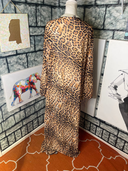 Matte Collection Black Brown Animal Print Cover Duster Women sz 1XL