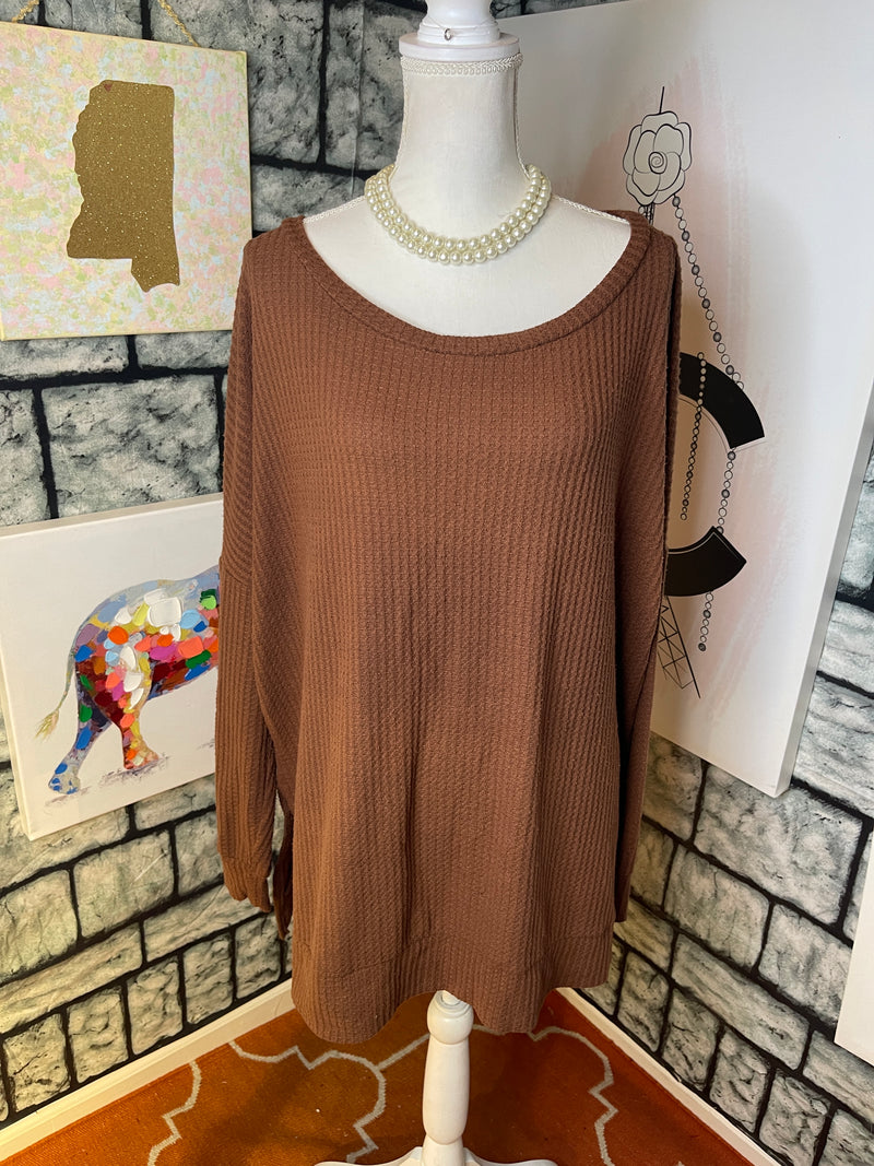Zenana outfitters brown sweater blouse women sz 1XL