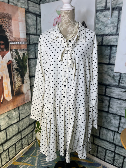 Cider White Black Polka Dot Dress Women sz 4XL