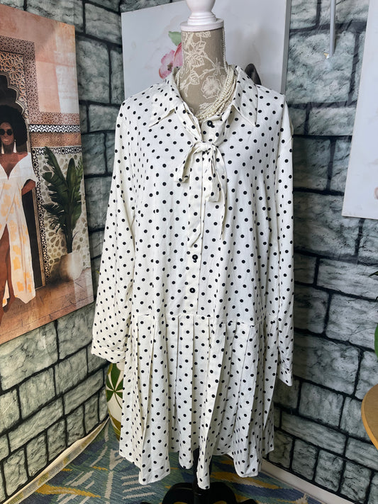 Cider White Black Polka Dot Dress Women sz 4XL
