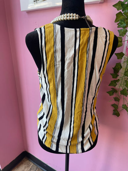 E&M Black Yellow Blouse Women sz Small