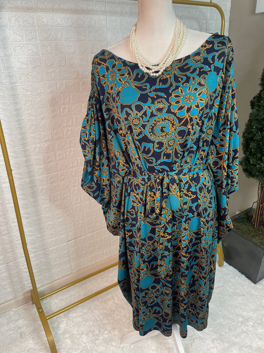 Marcelle Margaux Blue Tan Dress Women sz 2XL