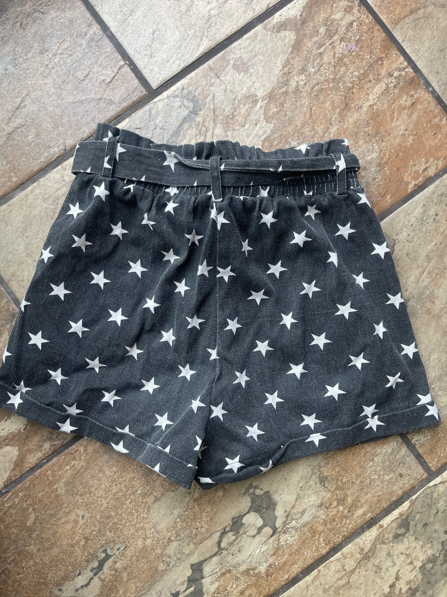 Lelis Black White Star Denim Shorts Women sz Medium
