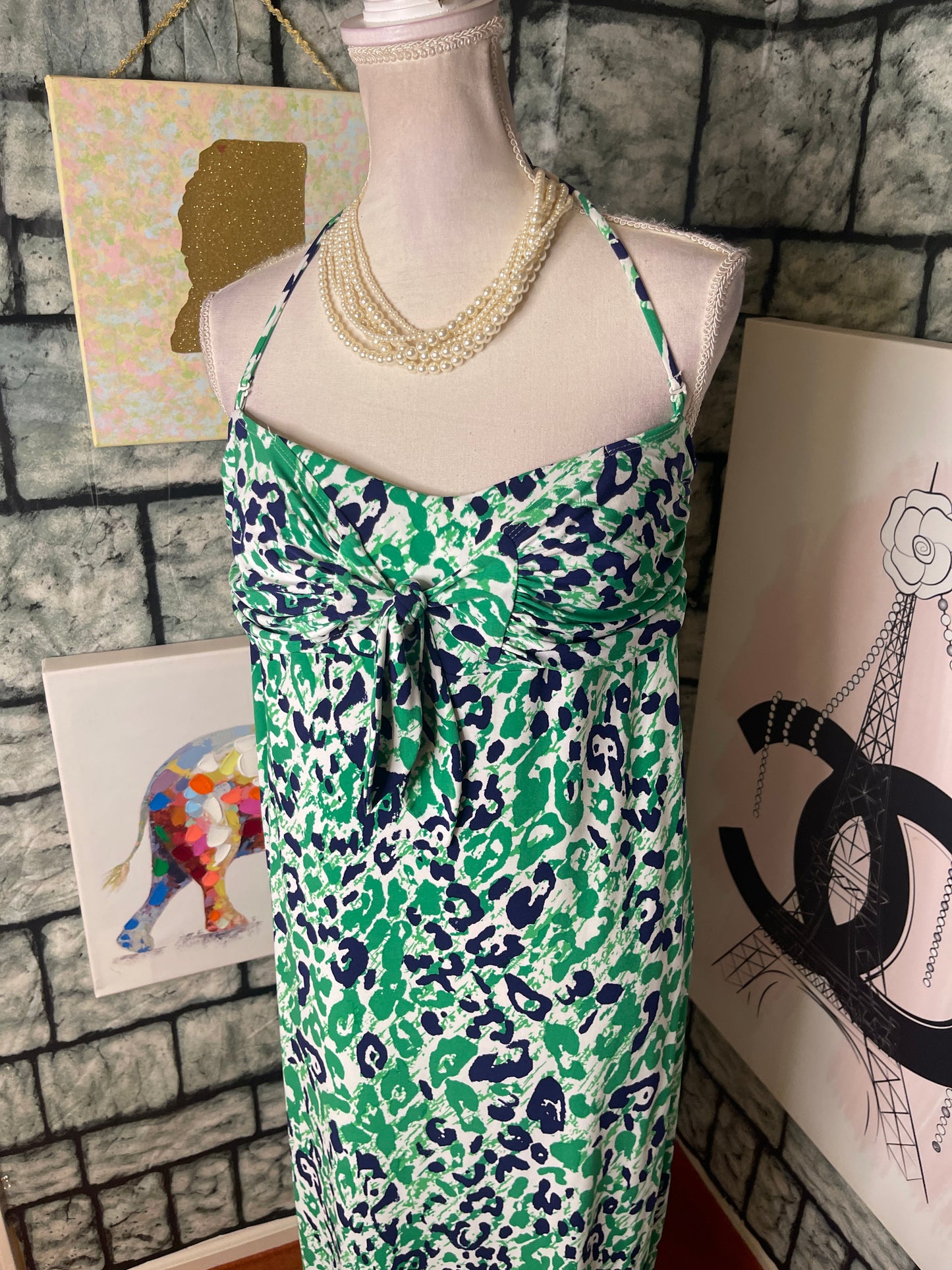 NEW Allen B Green Blue Dress Women sz Large