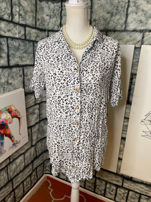 Z Supply Black White Button Blouse Women sz XS