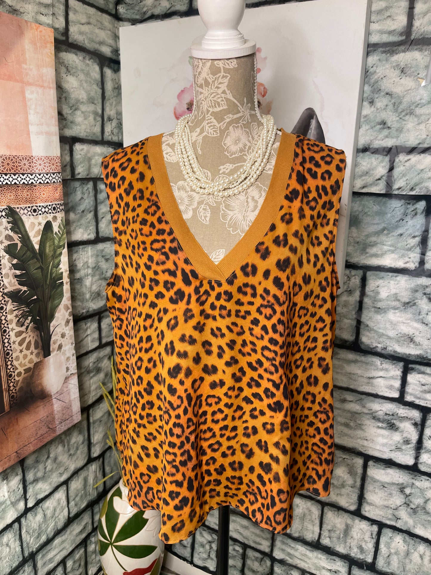 Worthington Orange Print Blouse Women sz XL