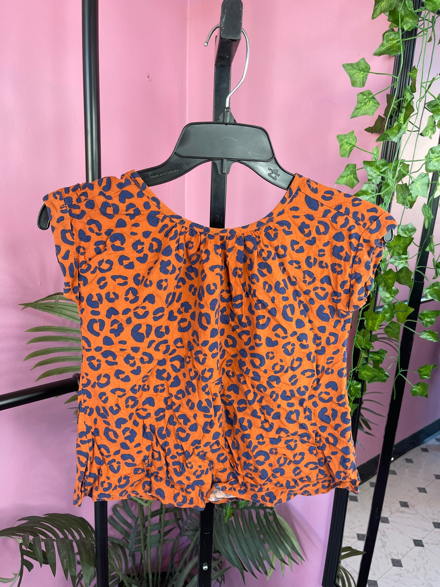 Cat & Jack Orange Blue Blouse Girls sz Small 6