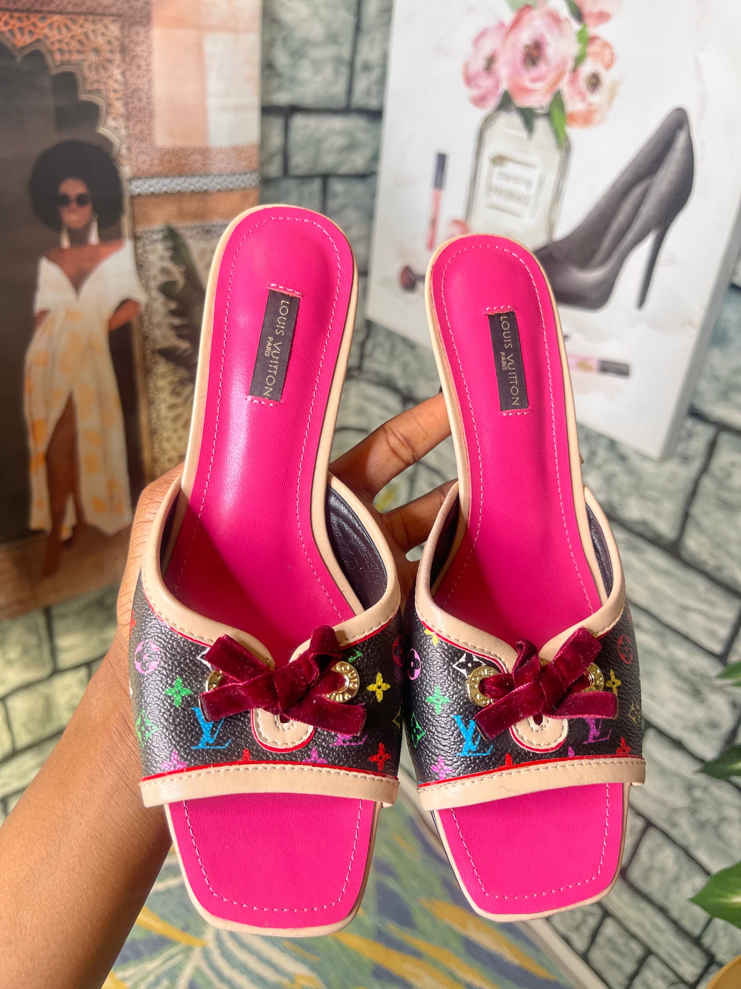 NEW "LV" Pink Heels (see details) Women sz 36 = 6