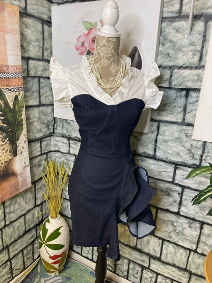 Miss8 Blue Denim Dress Women sz Small